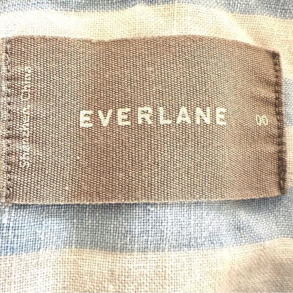 Everlane Linen Dress Blue & White Striped Collared Shirt Dress Size 00 - Picture 9 of 10